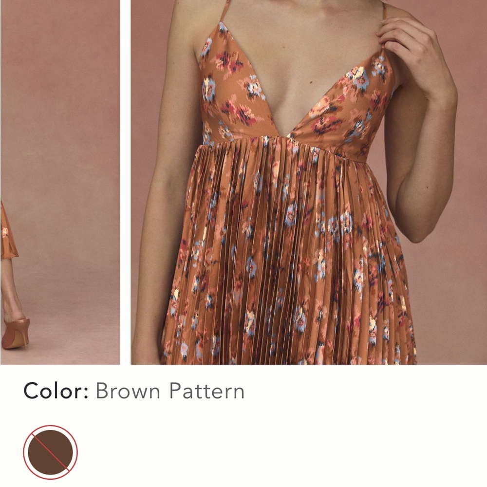 BHLDN NWT  Anthropologie Rust silky satin Floral brown  Dress brought Anthro M